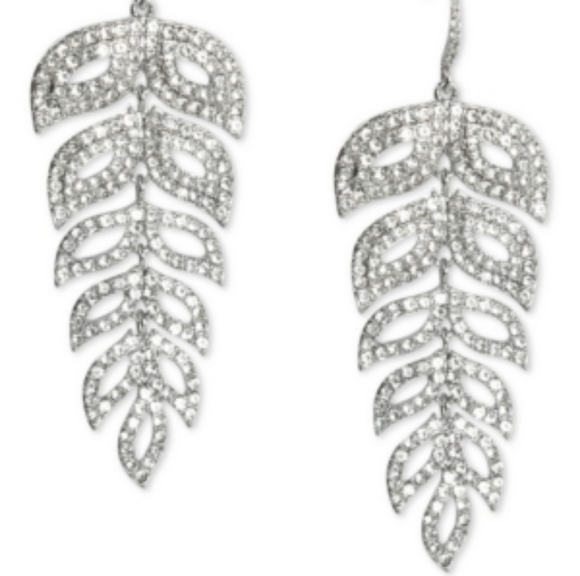 INC Crystal Leaf Statement Earrings - Picture 4 of 4